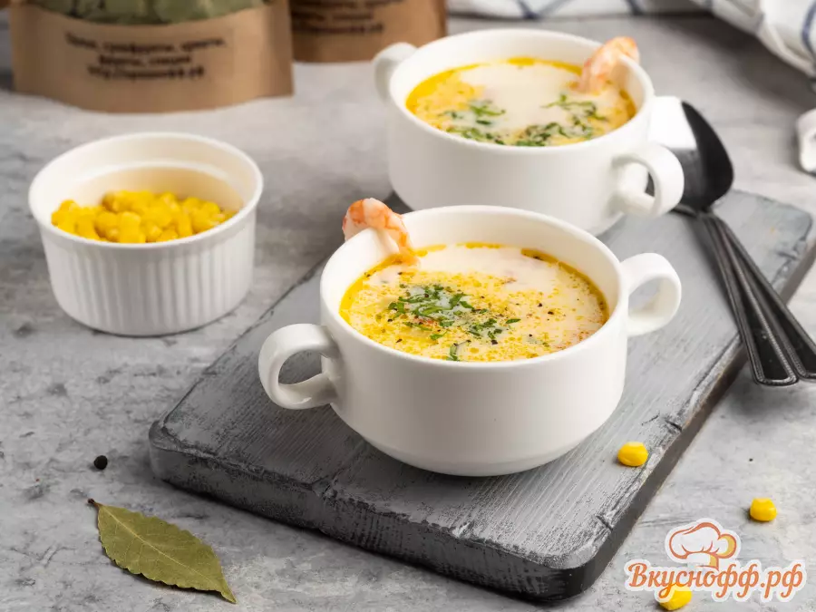 Блюдо дня: сырный суп с креветками - рецепт с фото
